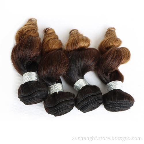 Factory wholesale dyed ombre color human hair bundles, brazilian colored human hair extensions in stock
